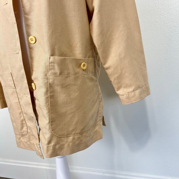 Liz Sport Linen Cotton Blazer Jacket Vintage Small WomensTan Oversized 90s Y2K - Picture 7 of 13